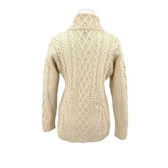 Aran Woollen Mills Cable Aran Full Zip Cardigan Women’s SMALL Merino Wool Chunky - Picture 4 of 10